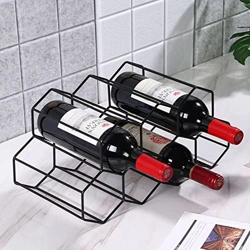 Handisen 9 Bottle Freestanding Wine Rack Black Metal Honeycomb Storage Stand