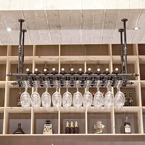 ZJDYDY Wall-Mounted Wine Rack Black Metal 60x30cm