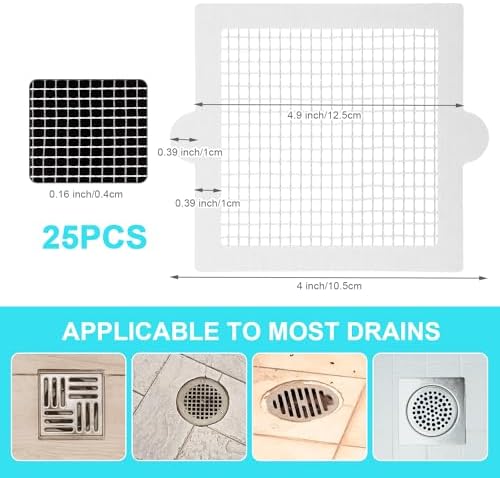 25pcs Shower Hair Catcher Mesh Sticker for Drain Cover
