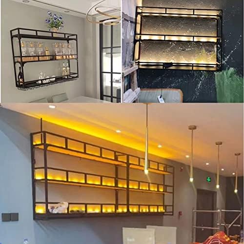 SilteD Wall-Mounted Wine Rack with LED Bar Shelves 80x25x90Cm Black