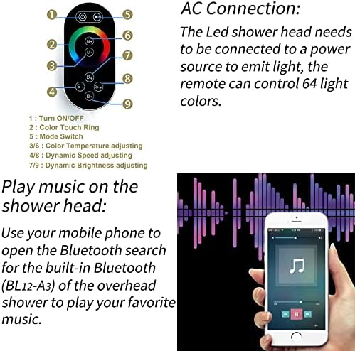 Bluetooth Music Shower Faucet Set with LED Light and 40 Thermostatic Control