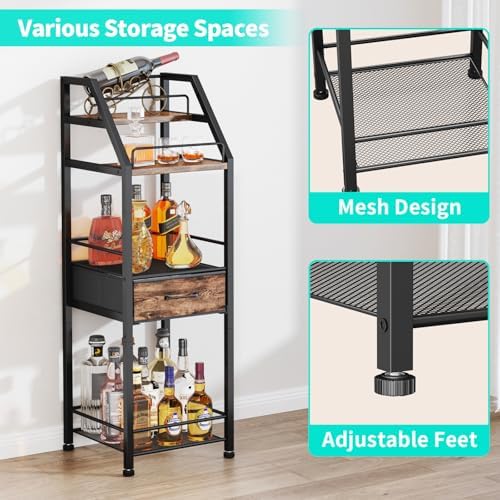 HapiRm 4-Tier Freestanding Wine Rack with Fabric Drawer 1