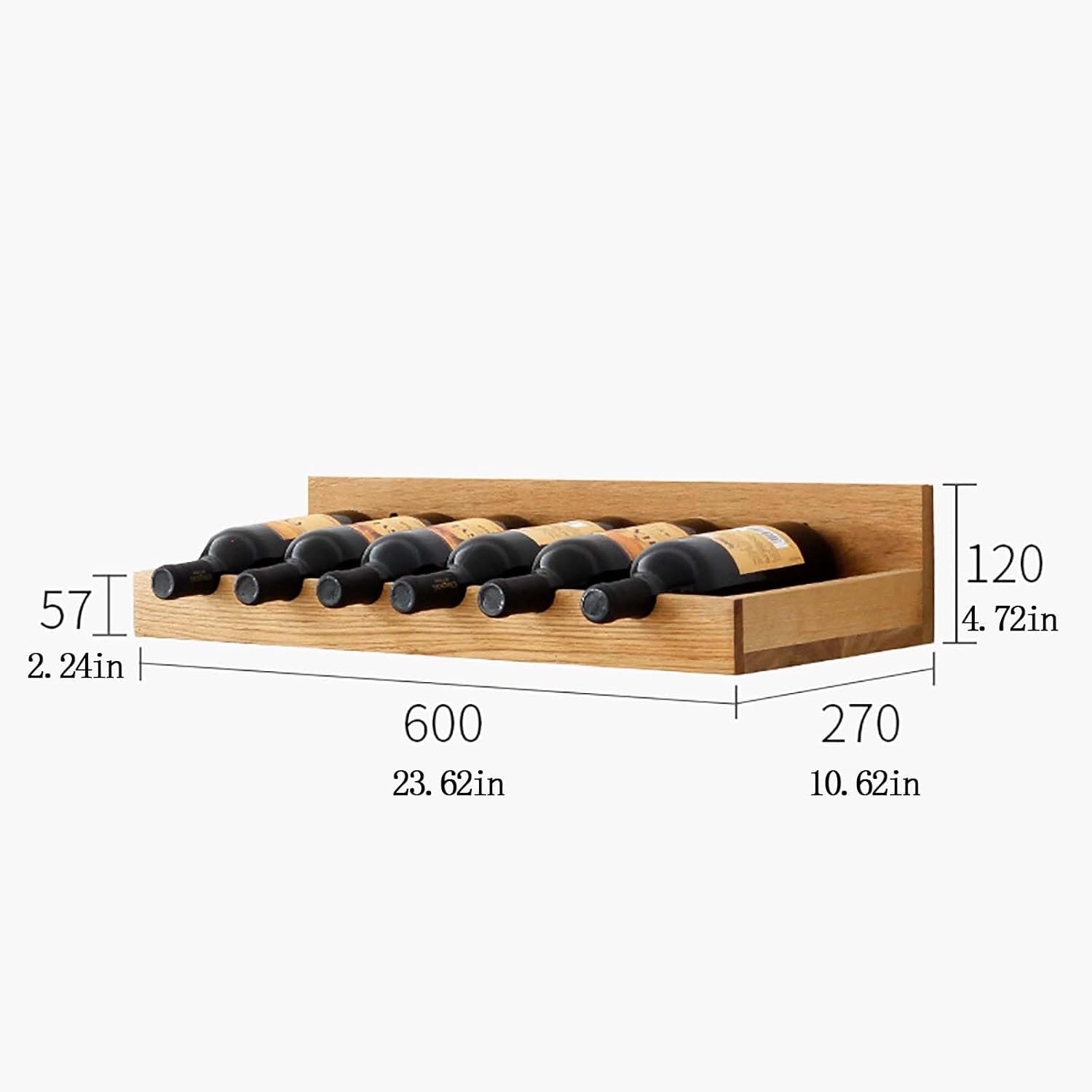 ZUGIATP Floating Wine Rack Wall Mounted Wood Storage Stand