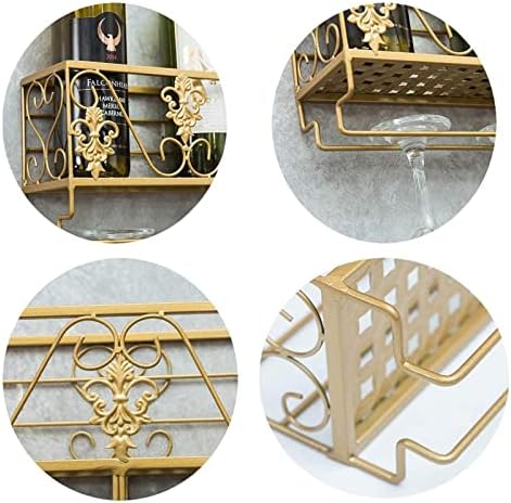 ALDEPO Wall-Mounted Wine Rack with Gold Organizer