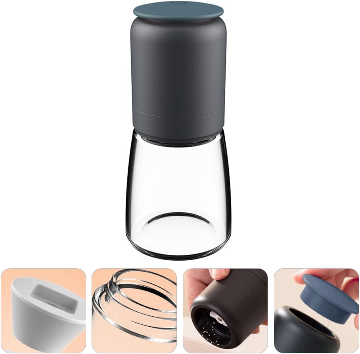 Alipis 304 Stainless Steel Glass Pepper Salt Shaker Set