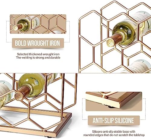 14 Bottle Countertop Wine Rack - Modern Gold Metal Design