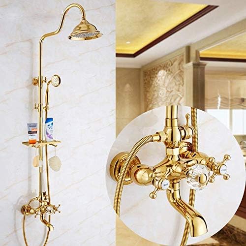 LASEVE Upgraded Copper 7 Way Crystal Ball Shower Head Set