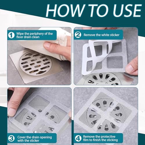 Quxddy 100pcs Shower Hair Catcher 4 Inch Square Drain Strainer