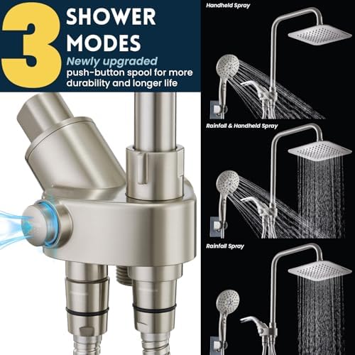 Ryamen Dual Shower Head Combo with 6 Settings and Adjustable Slide Bar 1