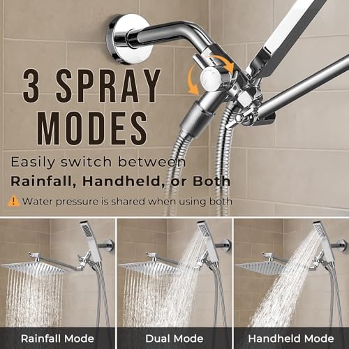 G-Promise All Metal 10 Inch Dual Square Shower Head Set