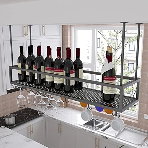ZJDYDY Wall-Mounted Wine Rack with Glass Holder Adjustable Height