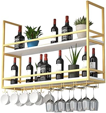 ZJDYDY 2 Tier Wall Mounted Wine Rack with Stemware Holder 1