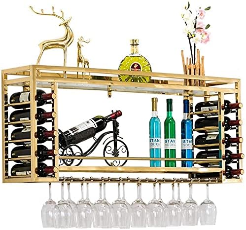 Wall-Mounted Wine Rack 2-Layer Stainless Steel Gold Brushed