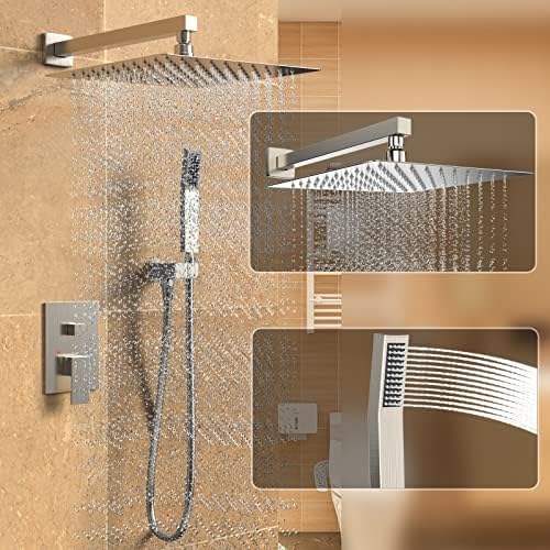 Dlvsoby 10 Inch Rain Shower Wall Mount System with Handheld Spray