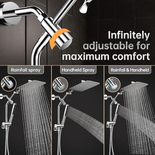 Veken 10 All Metal Rain Shower Head with Handheld Combo 1