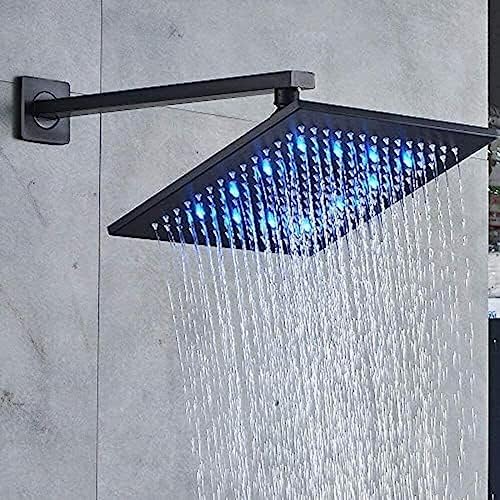 TECKI LED Rainfall Shower Faucet Combination Set - Matte Black