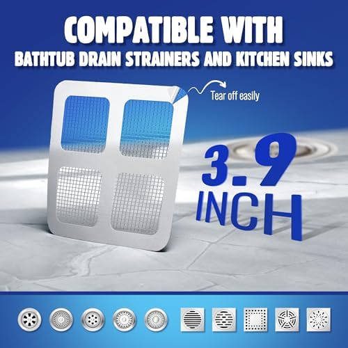 50 Pack Shower Hair Catcher Drain Cover Disposable Reusable