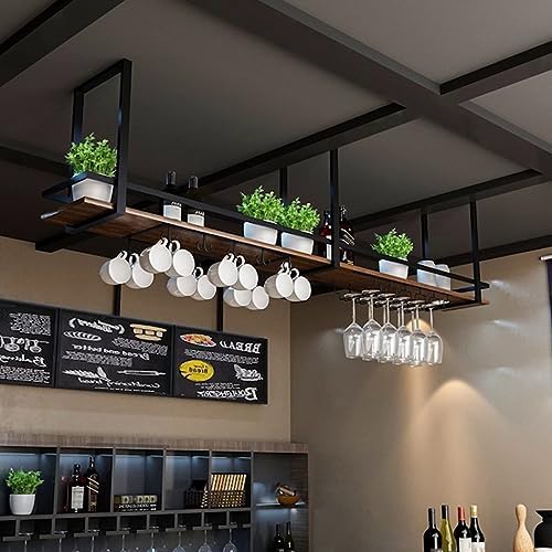 ZJDYDY 2 Tier Ceiling Floating Shelf Wine Rack