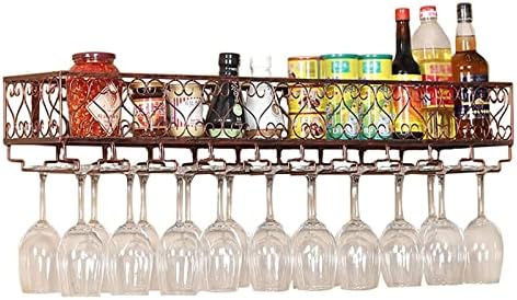 ALDEPO Wall Mounted Wine Rack with Glass Holder - Bronze 60x25x16cm