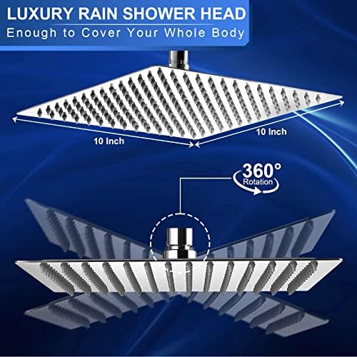 Aiscsc 10 Inch Rain Shower Head with 304 Stainless Steel
