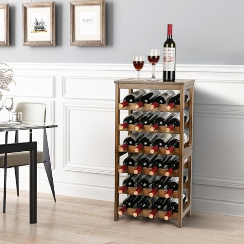 VASMIA 6-Tier Freestanding Wine Rack with Table Top