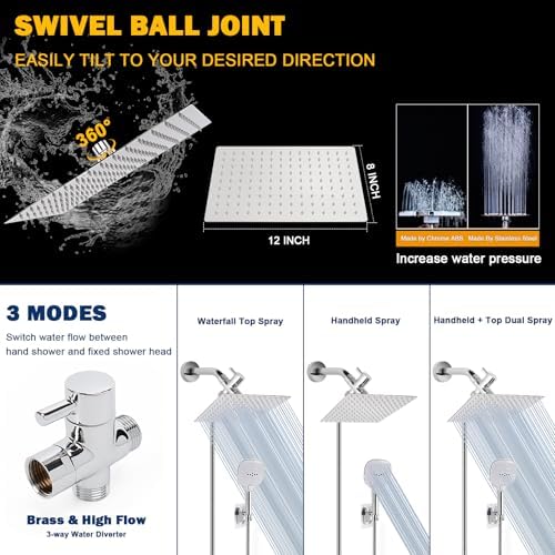 NearMoon Handheld Shower Combo with 3 Settings and 5ft Hose