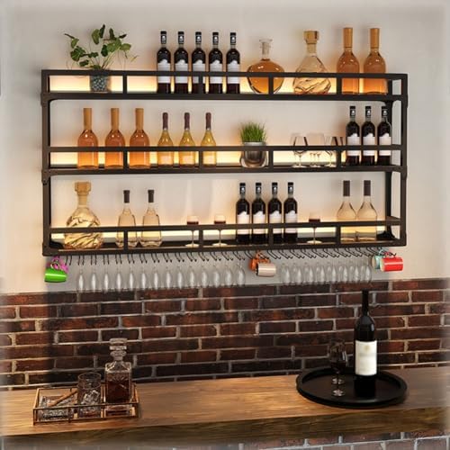 SilteD Wall-Mounted Wine Rack with LED Industrial Style