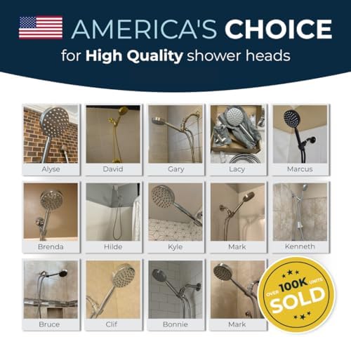 HammerHead Showers All Metal Handheld Shower Head with Hose and Brass Holder