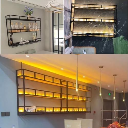 SilteD Wall-Mounted Wine Rack with LED Industrial Style