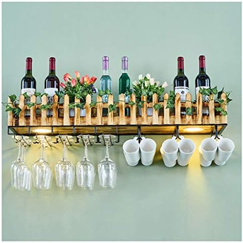 Retro Wall Mounted Wine Rack Industrial Metal and Wooden
