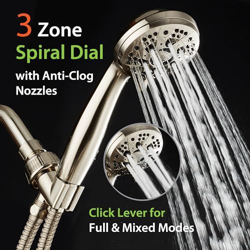 AquaDance High Pressure 6-Setting Handheld Shower Head with Stainless Steel Hose