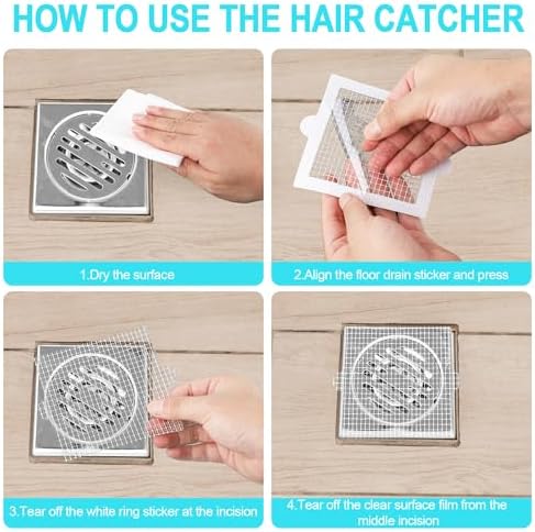 25pcs Shower Hair Catcher Mesh Sticker for Drain Cover