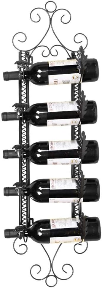 LASEVE Wall-Mounted Wine Rack 5 Bottles Capacity Rustic Industrial Design