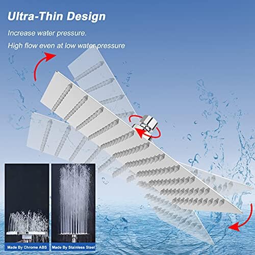 NearMoon 10-Inch Square Rain Shower Head with Chrome Finish