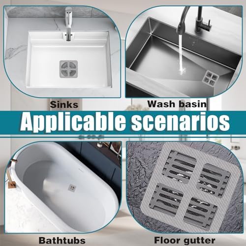 Quxddy 100pcs Shower Hair Catcher 4 Inch Square Drain Strainer