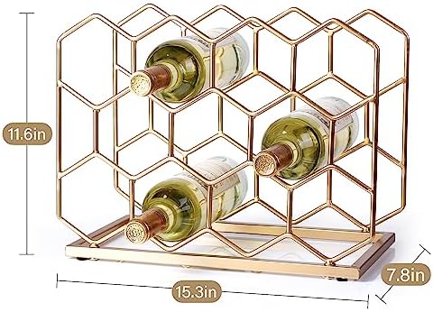 14 Bottle Countertop Wine Rack - Modern Gold Metal Design