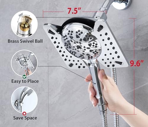 25 GPM Handheld Shower Head Combo with 10 Spray Settings