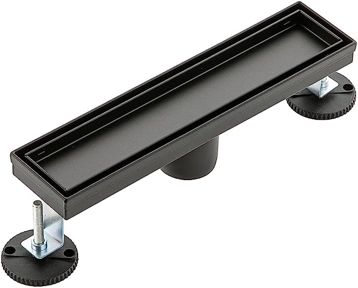 12 Inch Matte Black Linear Shower Drain with Removable Panel