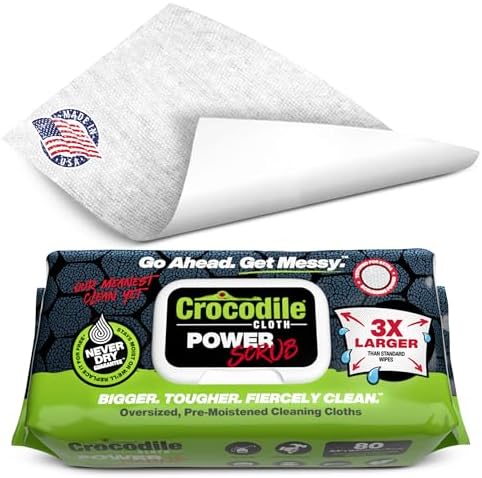 Crocodile Cloth PowerScrub - 80 Dual Surfaced Cloths 10in X 15in
