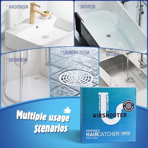 50 Pack Shower Hair Catcher Drain Cover Disposable Reusable