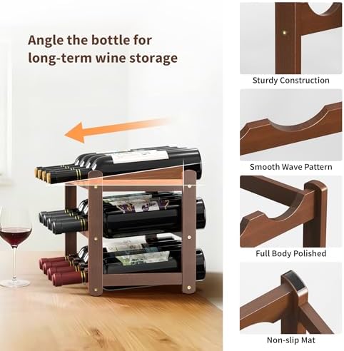 CAMOAT 3-Tier Bamboo Wine Rack Organizer