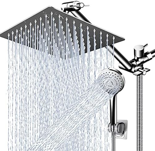 PinWin 12 Large Square Rain Showerhead with 5 Modes Handheld Combo