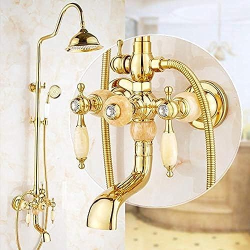 TECKI Luxury Brass Rainfall Shower Set 8 Inch Handheld