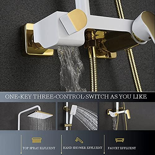 White Waterfall Shower System with Handheld Combo Set