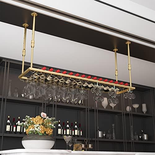 Ceiling Hanging Wine Rack with Glass Holder