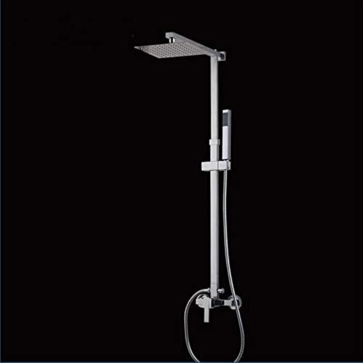 Chrome Finish Wall Mount 8 Inch Rain Shower Set with Adjustable Height