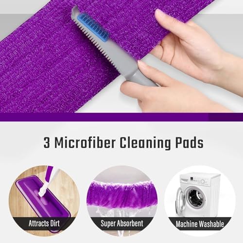 Panda Grip Wet Spray Mop with 14 oz Refill and 3 Microfiber Pads