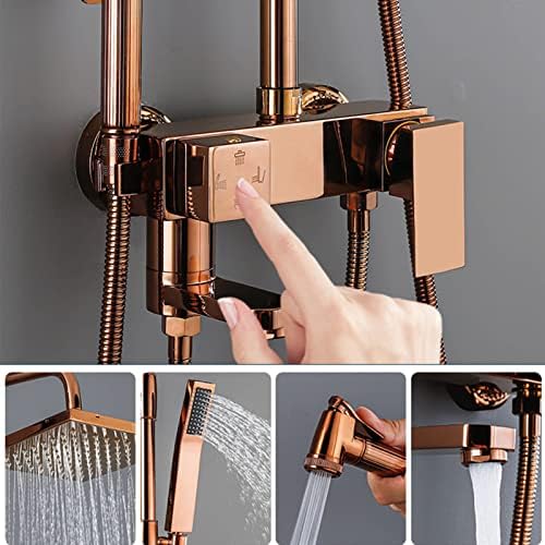 Rose Gold Exposed Shower Faucet Set with Handheld and Bidet
