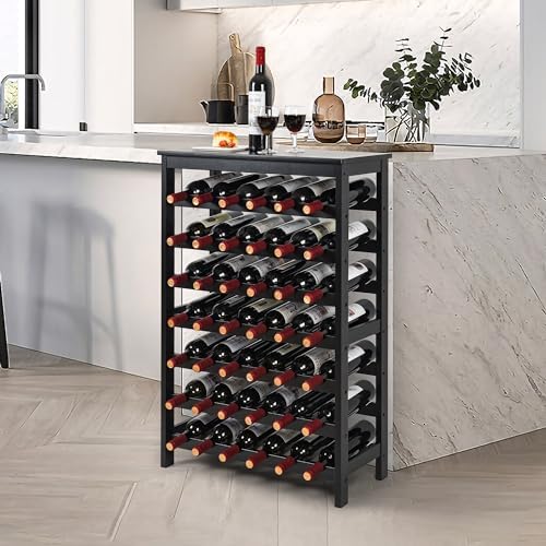 VASMIA 42-Bottle Bamboo Wine Rack 7-Tier Freestanding Floor