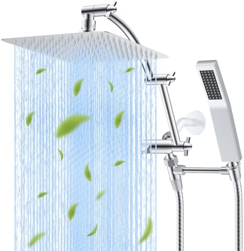 Hibbent All Metal 10x9 Rainfall Handheld Shower Combo